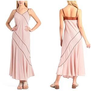 DKNY Satin Effect Slip Midi Dress Size XL Logo Spellout Donna Karan Column Dress
